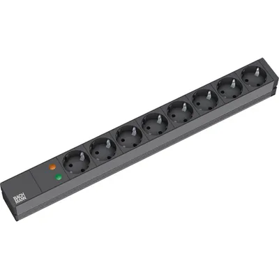 Zdjęcie produktu dla Bachmann 19'' 2m 8x Schuko H05VV-F 3G 1.50mm², 2 m, Aluminium, Czarny, 8 x gniazdo sieciowe, Czarny