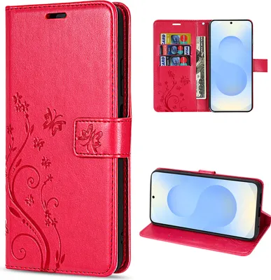 Produktbild von Hülle für Samsung Galaxy S25+ Handyhülle Handy Tasche Wallet Case Flip Cover in Rot