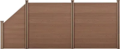 Produktbild von WPC Gartenzaun mit Schräge Sichtschutz Windschutz Lamellenzaun Zaun 183x451cm [neu.holz]