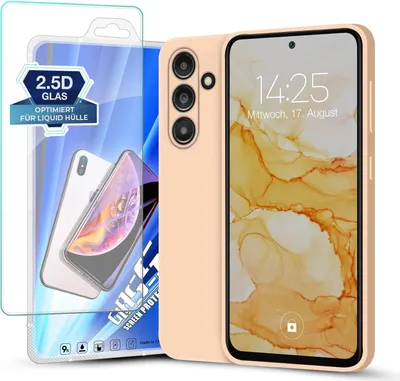 Produktbild von Hülle für Samsung Galaxy S23 FE mit 9H Displayglas Displayschutz Plus Case Cover Bumper Silikon Softgrip Schutzhülle Farbe: Rosa