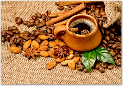 Produktbild von Tulup® Glas-Bild - 100 x 70 - Wandbild aus Glas - Wandkunst - Wandbild hinter gehärtetem Sicherheitsglas - Essen & Getränke - Kaffeebohnen Tasse - Braun