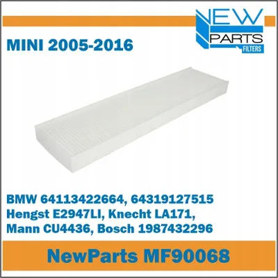Obrázok produktu pre NewParts MF90068 Kabínový vzduchový filter Mini 20052016 Náhrada Filtron K1239