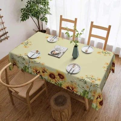 Productafbeelding van Ibenzoa® tafelkleed met bloemenprint, waterdicht en gemakkelijk schoon te maken, 100% polyester, antislip, 110 x 140 cm, geschikt voor binnen- en buitengebruik