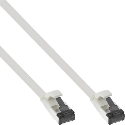 Produktbild von InLine Patchkabel flach, U/FTP, Cat.8.1, TPE halogenfrei, weiß, 1,5m, 1,5 m, Cat8.1, U/FTP (STP), RJ-45, RJ-45, Weiß