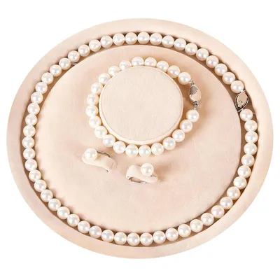 Produktbild von Perlen Schmuckset Damen, elegante Perlenkette, Armband & Ohrstecker, Hochzeits- und Festschmuck, Geschenk für Frauen