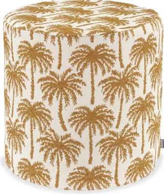 Produktbild von H.O.C.K. Vamosa Palms Outdoor Hocker Pouf ø40x45cm rund maisgelb Palmen