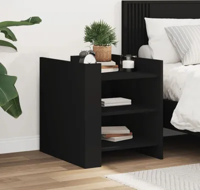 Produktbild von vidaXL Nachttisch Schwarz 45x50x50 cm Holzwerkstoff