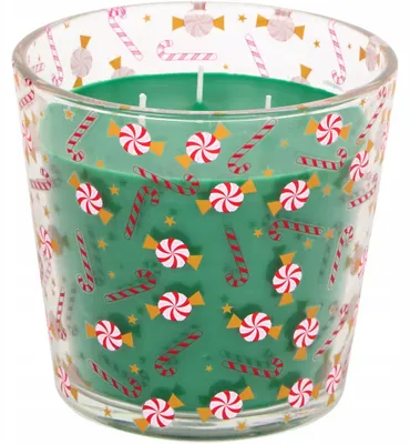 Produktbild von Aura Weihnachtskerze Duftglas Grüne Zuckerstange Orange Zimt