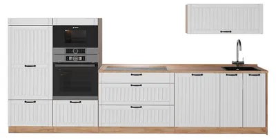 Produktbild von Küchenzeile Vicco Fame-Line Weiß Landhaus/Goldkraft Eiche 340 cm, AP Eiche, Model 64522