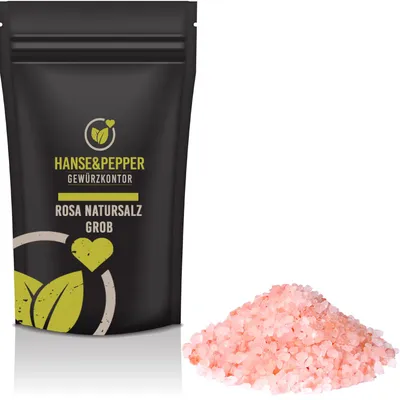 Produktbild von 1kg Rosa Natursalz aus Pakistan bekannt als Salz Rosa Kristallsalz grobe Körnung 3-5mm Steinsalz Ursalz - Plus Serie