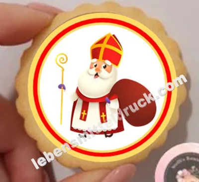 Produktbild von Nikolaus Aufleger  essbar für Lebkuchen, Cupcakes, Kekse, Kuchen in verschiedenen Durchmessern Ausdruck A4 Oblatenpapier 0,6 Wafer Paper Ausstanzung rund  3,8 cm 35 Stk.