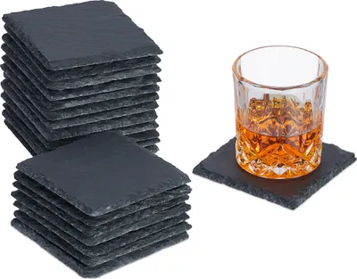 Produktbild von relaxdays Sada 20 bridlicových podložiek 10x10 cm