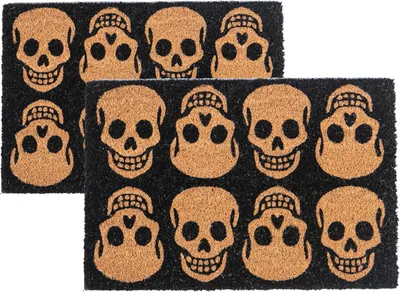 Produktbild von Nicola Spring Halloween Kokosfaser-Fußmatten – 60 x 40 cm – Totenköpfe – 2er-Pack