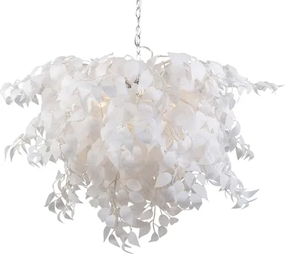 Produktbild von Trio Leuchten - Design Romantische Hängelampe I Pendellampe I Pendelleuchte weiß mit Blättern - FederI 4-flammig I Wohnzimmer I Schlafzimmer - Kunststoff Rund - LED geeignet E14