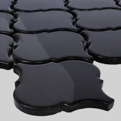 Produktbild von Keramik Mosaikfliesen Florentiner Schwarz Glänzend