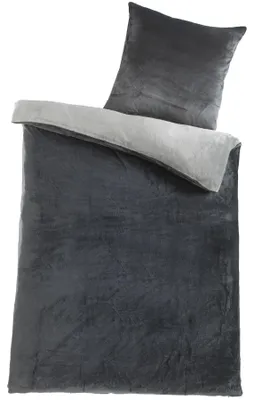 Produktbild von Malika Mikrofaser-Cashmere-Touch-Bettwäsche 2-teilig, 135 × 200 + 80 × 80 cm, Silber-Anthrazit