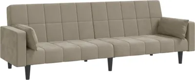 Produktbild von vidaXL Schlafsofa 2-Sitzer mit 2 Kissen Hellgrau Samt