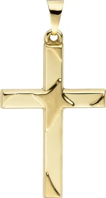 Produktbild von JOBO Anhänger Kreuz 375 Gold Gelbgold teil matt Kreuzanhänger Goldkreuz