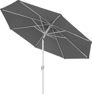 Produktbild von Sonnenschirm 3,5m rund grau Garten Balkon knickbar mit Kurbel UV-Schutz Gestell weiß paramondo interpara