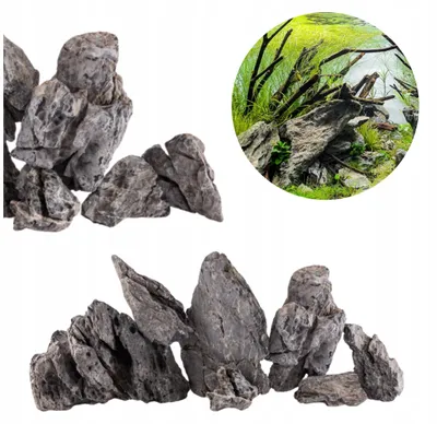 Zdjęcie produktu dla Kamienie dekoracyjne do akwarium, 10 kg, szare, kamień naturalny