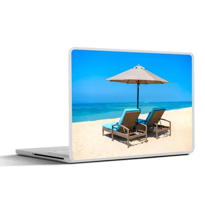 Produktbild von MuchoWow® Laptop Aufkleber Sticker Cover Strandkorb - Sonnenschirm - Sommer - Meer 25x18 cm - Laptop-Deko