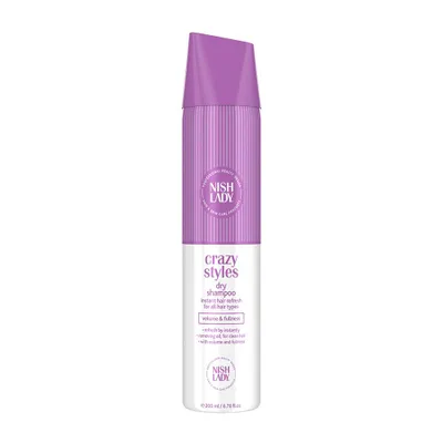 Produktbild von NishLady Crazy Styles Trockenshampoo 200 ml – Haarauffrischung ohne Wasser, für alle Haartypen, mehr Volumen und Fülle am Ansatz