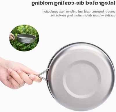 Titanium Campingpfanne mit zusammenklappbarem Griff - ultraleichtes Kochgeschirr für Camping, Wandern und Picknicken