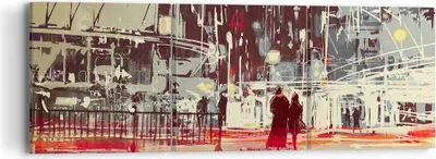 Produktbild von Bild auf Leinwand - Leinwandbild - Stadt Straße Nacht - 90x30cm - Wand Bild - Wanddeko - Wandbilder - Leinwanddruck - Bilder - Kunstdruck - Wanddekoration - Leinwand bilder - Wandkunst - CA90x30-3780