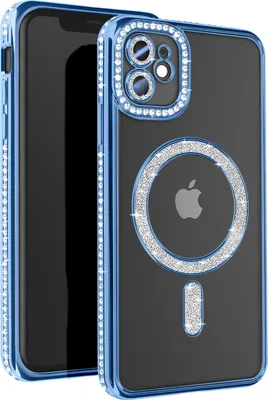 Produktbild von Avizar, Diamant-Hülle für iPhone 11 – MagSafe-Schutz mit Strass-Rand, Hellblau