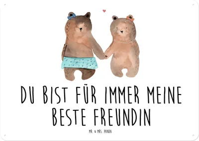 Produktbild von Mr. & Mrs. Panda Schild Bär Freundin DIN A4 - Weiß - Geschenk, Blechschild, Beste Freund Liebe Liebesbeweis Verliebt Kumpel Kumpeliene, Türschild, Teddy, Wandbild, tafel