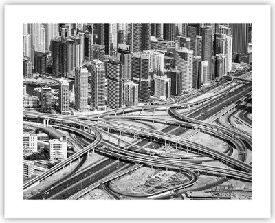 Produktbild von Poster - Poster ohne Rahmen - Stadt Wolkenkratzer Autobahn - 50x40 cm - Wand Bild - Wanddeko - Wandbilder - Kunstposter - Wandposter - Bilder - Kunstdruck - Wanddekoration - Wandbild - P2XAA50x40-5065