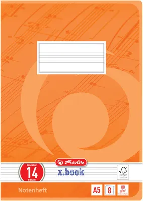 Produktbild von 5 Herlitz Notenhefte / A5 / 8 Blatt / Lineatur 14
