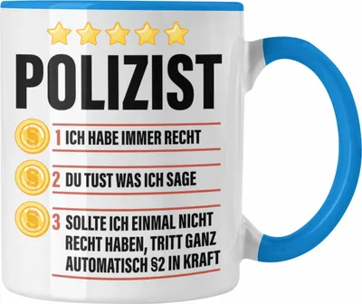 Produktbild von Trendation - Polizist Geschenk Tasse mit Spruch Geschenke Polizei Männer Lustig (Blau)