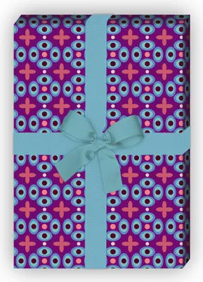 Produktbild von Grafisches Geschenkpapier Set mit Batik Muster, lila - G8457, 32 x 48cm