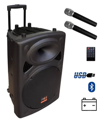 Immagine prodotto di E-Lektron EL38-M MK-III 900W sistema audio mobile PA ricaricabile MP3-USB-SD-FM Bluetooth TWS incl. microfoni wireless UHF sistema audio - EL815860
