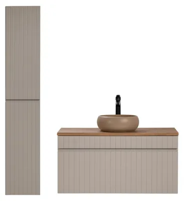 Image de Ensemble meuble vasque à poser + colonne - 80 cm - Emblematic Cashmere