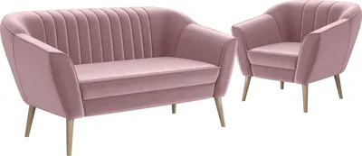 Produktbild von MEBLINI Mini Sofa Set 2-1 für Wohnzimmer - Mini Lounge für drei Personen - Küchensofa - Sofa Klein - Sitzgarnitur - Polstergarnitur - Sofagarnituren - KAIA - 2+1 - Rosa Samt