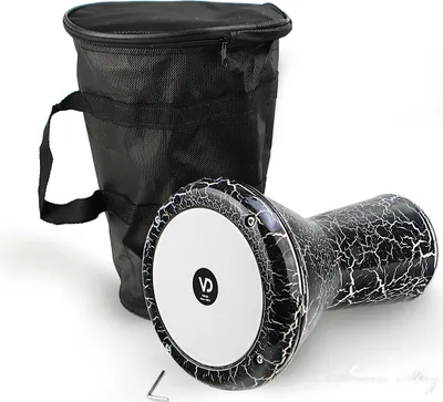 Obrázek produktu pro Orientální dětský buben darbuka percussion hliníkový odlitek s popraskaným lakem s efektem černá/bílá