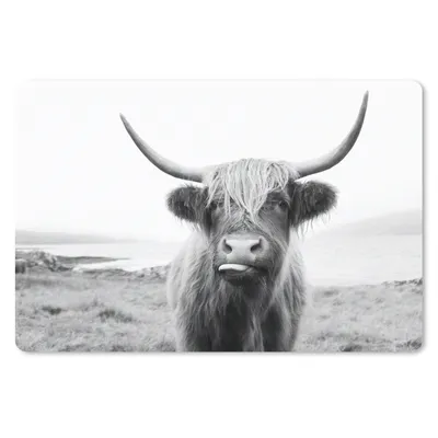 Produktbild von MuchoWow® Mauspad Mousepad Tiere - Schottischer Highlander - Kuh - Schwarz - Weiß 27x18 cm - Mousepads - Maus Mat - Pad - Mausunterlage - Büroartikel - Desk Matten