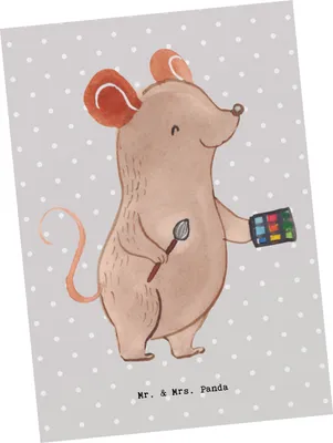Produktbild von Mr. & Mrs. Panda Grußkarte Visagist Herz - Grau Pastell - Geschenk, Make Up, Postkarten, Ausbildung, Wellness, Postkarte, bildkarte, Kosmetikstudio, Kosmetiker, Fotokarte