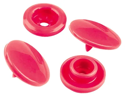 50 Set farbenfrohe Druckknöpfe rund 12mm erdbeerrot