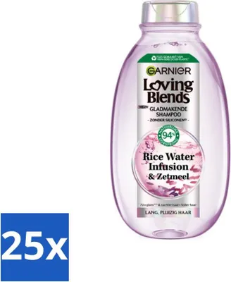 Image de Garnier - Loving Blends - Shampooing - Infusion d'eau de riz - Brillance et douceur - Cheveux longs - 300 ml - Pack avantage - 25 pièces
