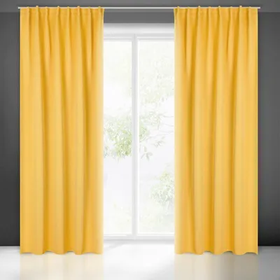 Obrázek produktu pro Záclona MILAN hořčicově žlutáD 140x300 cm volánková páska stahovací tunelová šňůrka