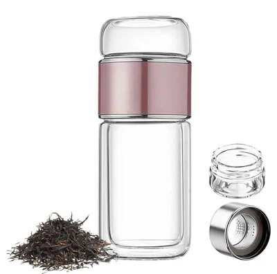 Produktbild von Glas-Thermostechnik-Teekanne 500 Ml, Doppelwandig Isoliert, Mit Teefilter Für Büro Und Unterwegs