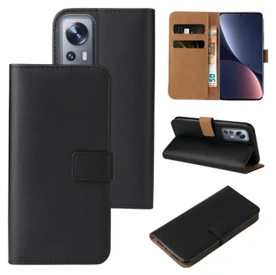 Produktbild von Handy Hülle für Xiaomi 12 Pro Klapphülle Bookcase Flip Cover Handy Tasche Etui Farbe: Schwarz