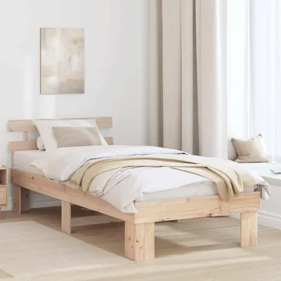 Image de Maison Exclusive - Cadre de lit avec tête de lit Nature 90 x 200 cm Bois de pin massif