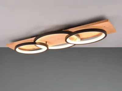 Image de Plafonnier LED BARCA 40 W, 3000 K, 4700 lm, métal noir, dimensions : 10 x 97 x 33 cm, IP20, Trio