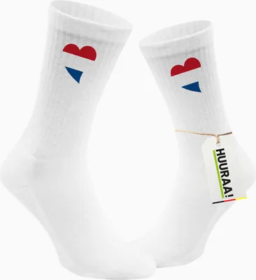 Produktbild von Huuraa Uni Socken Niederlande Flagge Herz 37/41 White Baumwolle Tennissocken Geschenkidee