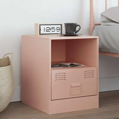 Image de Maison Exclusive - Table de chevet rose 34,5x39x44 cm acier