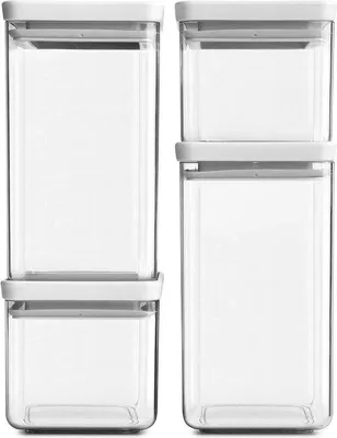Immagine prodotto di Set di 4 contenitori impilabili per la cucina - Grigio - Pratico set di contenitori per la cucina